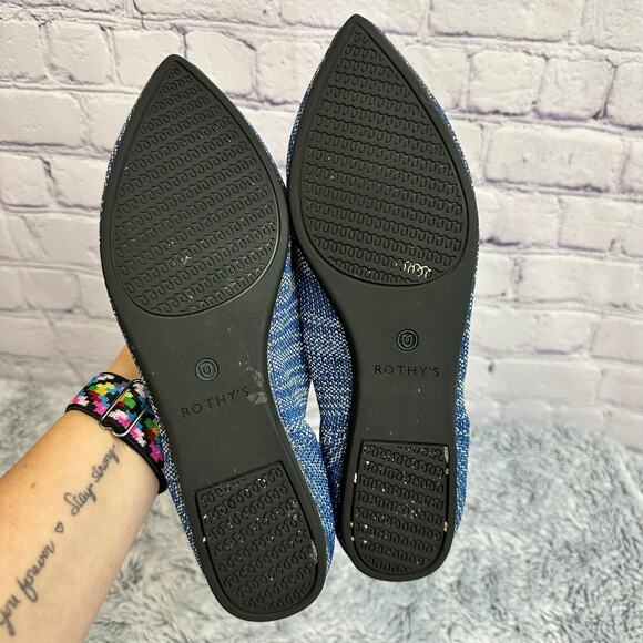 Rothy's The Point Ballet Flat Indigo Heather Blue Women's Size 7.5 Casual Work - Picture 9 of 10